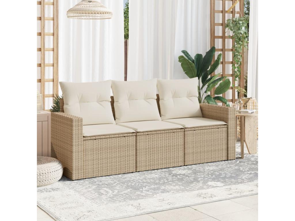 3-piece beige resin wicker garden furniture set with cushions OLEB11654