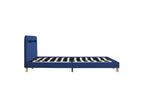 Ventoriq 160x200 ICTC15428 LED Adult Bed with Blue Fabric and Light Solid Wood Legs