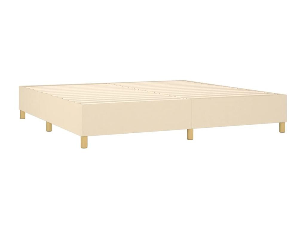 Upholstered bed base with mattress, Cream, 200x200 cm, Fabric TUJQ69067