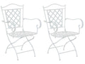 Set of 2 Garden Chairs - Metal / Galvanized Iron - White - Lumenao UISY13504