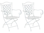 Set of 2 Garden Chairs - Metal / Galvanized Iron - White - Lumenao UISY13504