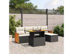 6-piece garden furniture set with cushions, black woven resin ZJWX87289
