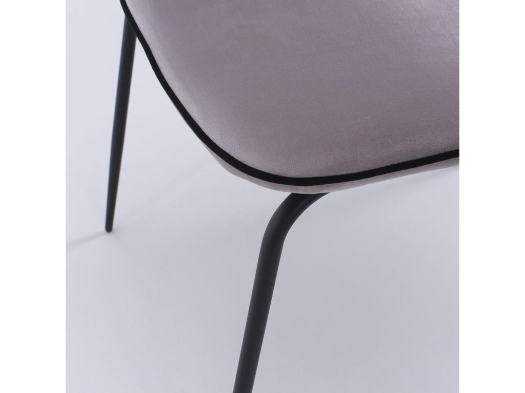 Lumenao chair with light grey velvet armrests and black metal legs - Set of 4 NSMA02101