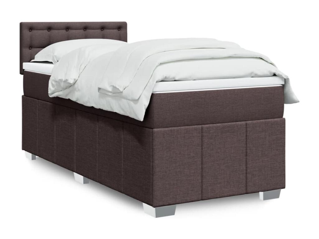 Upholstered bed base with mattress, dark brown, 90x200 cm, YLAV75909