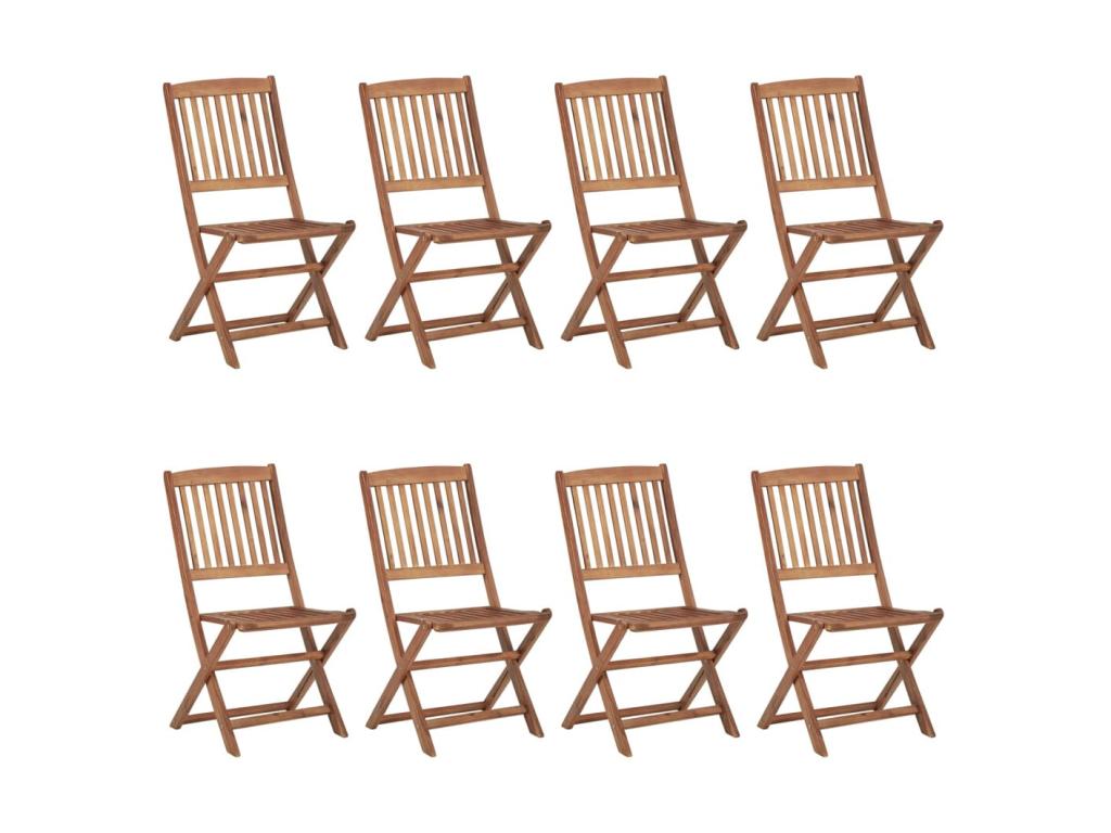 8-piece folding garden chairs with cushions, Lumenao wood, 19 TBDT41749