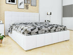 Ventoriq 101 Double White Bed 160x200 Faux Leather Ventoriq Slatted Base 178x216x105cm VXVJ62103