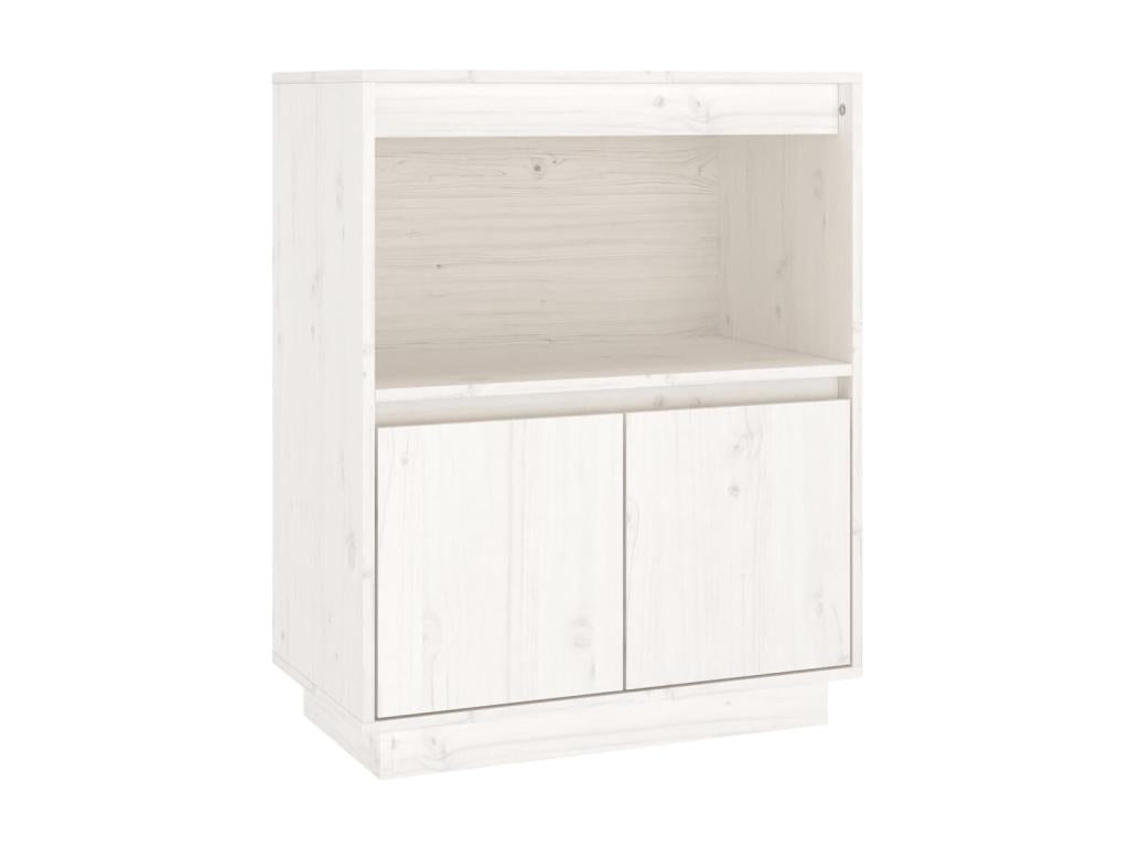 White Buffet 60x34x75 Solid Pine Wood 2 VKYO45294