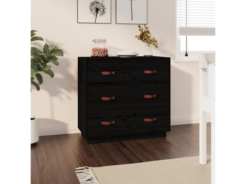 Black Buffet 80x40x75 cm Solid Pine Wood RTBH04678