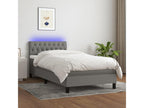 Upholstered bed base with mattress and LED lighting, dark grey, 90x190cm, fabric EQPY42003