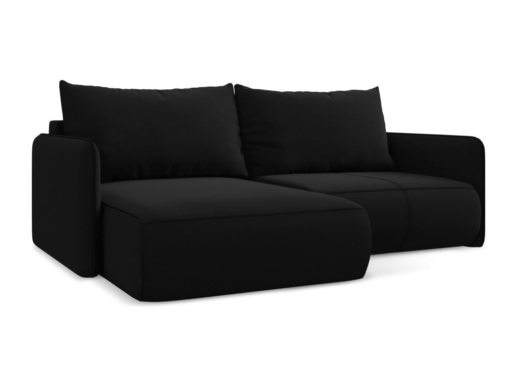 Lumenao BQMA81106 2.5-seater left-hand corner sofa bed in velvet - black