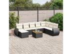 9-piece garden furniture set with cushions, black resin wicker GPVB55608