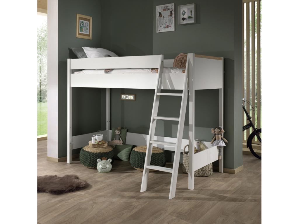 Ventoriq WHITE - Reversible Mezzanine Bed 90x200cm White and Wood HCLQ66717