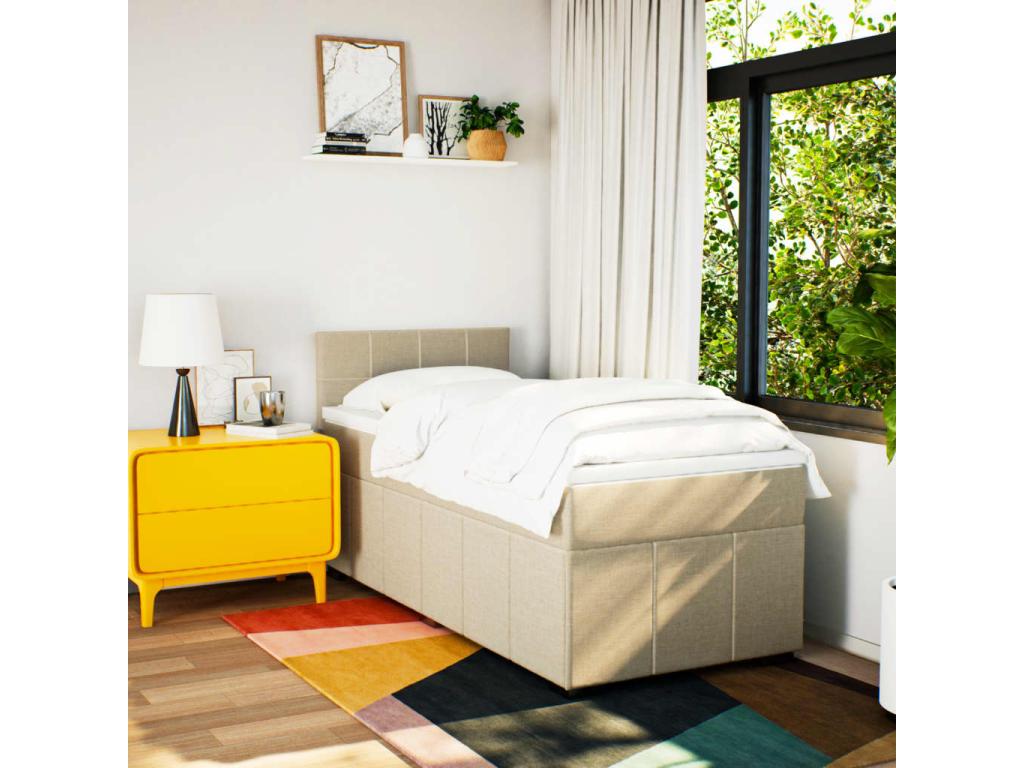 Ventoriq bed base with mattress, Cream 80x200 cm, Fabric KASS80548