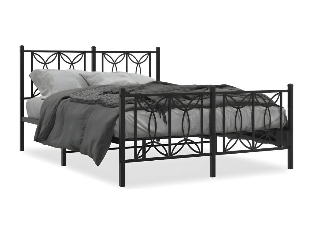 Metal bed frame with headboard/footboard, black, 135x190 cm JHNP31172