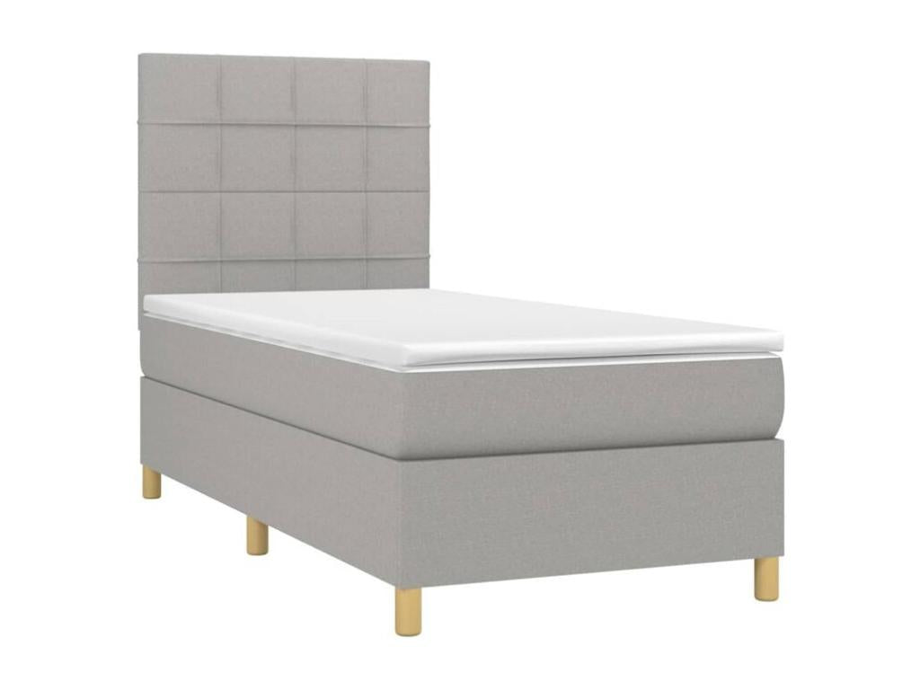 Ventoriq bed base and mattress, light grey, 90x190 cm, fabric ZFOB30474