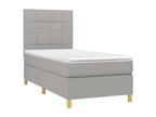 Ventoriq bed base and mattress, light grey, 90x190 cm, fabric ZFOB30474