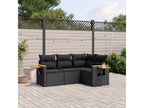 4-piece garden furniture set with cushions, black woven resin NAUL31138