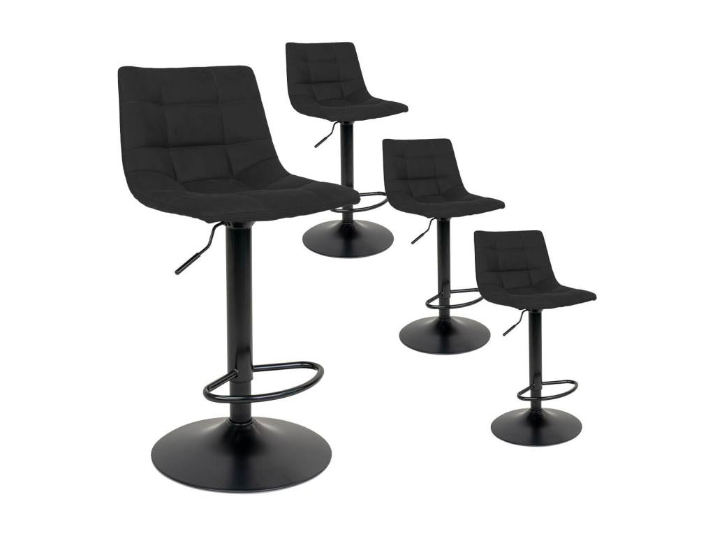 Lumenao - Set of 4 Steel and Black Fabric Stools PJEZ95538
