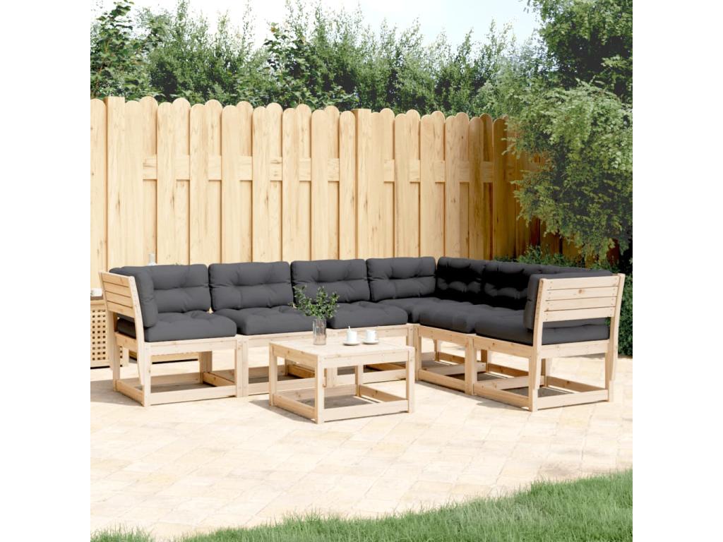 6-piece garden furniture set with cushions, solid pine wood GCMY60733