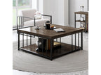 Lumenao square coffee table 90x90cm Dark wood and black metal SATX54404