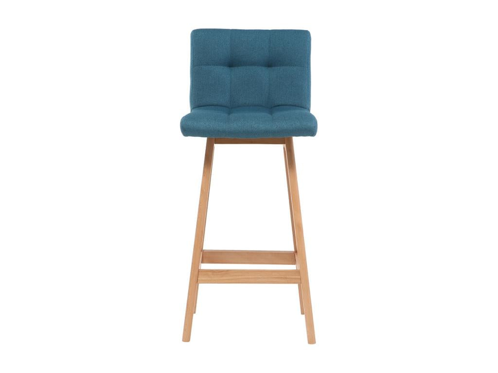Lumenao HFYP20663 Wooden and Duck Blue Bar Stools, 65cm High, Set of 2