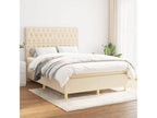 Upholstered bed base with mattress, Cream, 140x200 cm, Fabric EXQG26474