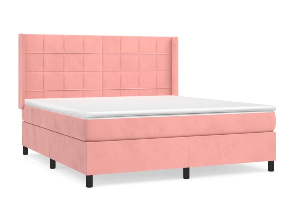 Upholstered bed base with mattress, Pink, 180x200 cm, Velvet, RLLD28800