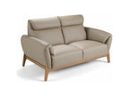 Contemporary 2-seater sofa with walnut wood and leather upholstery - Lumenao color 82 Lumenao DSYD19603