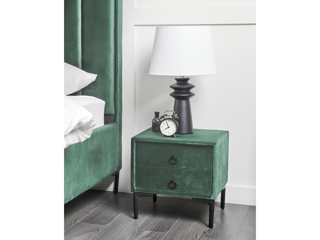 Lumenao Dark Green Velvet 2-Drawer Nightstand ZFTU96104