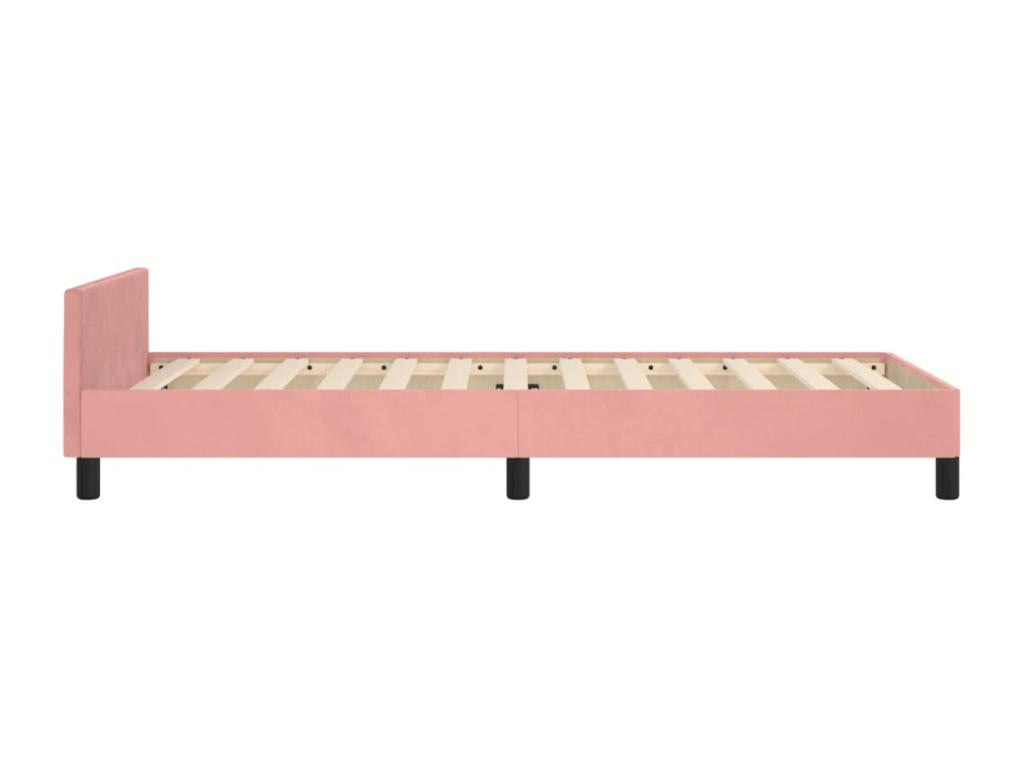 Bed frame with headboard, pink, 80x200 cm, velvet, IURC98126