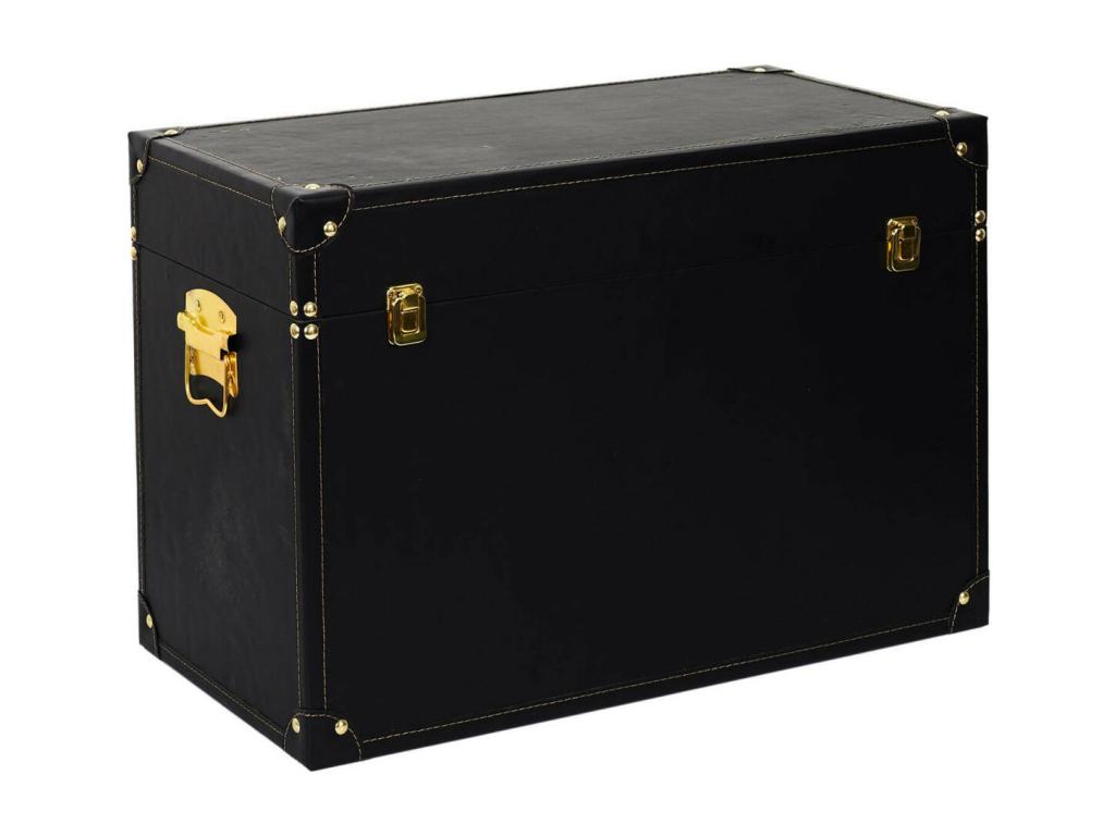 Lumenao - Set of 3 Vintage Black and Gold Storage Trunks TIJQ32841