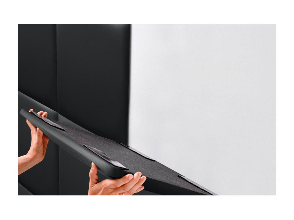 Ventoriq Upholstered Headboard in High-Quality Faux Leather, 90cm, Black, LUFQ47228