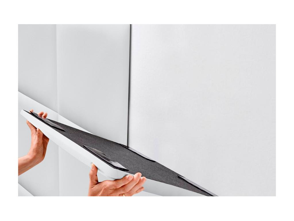 Lumenao Upholstered Headboard in High-Quality Faux Leather, with Interchangeable Self-Adhesive Panels, White, 200 cm WVOA11536