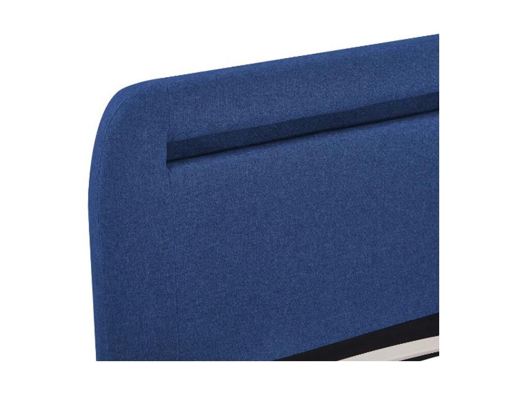 Ventoriq 160x200 ICTC15428 LED Adult Bed with Blue Fabric and Light Solid Wood Legs