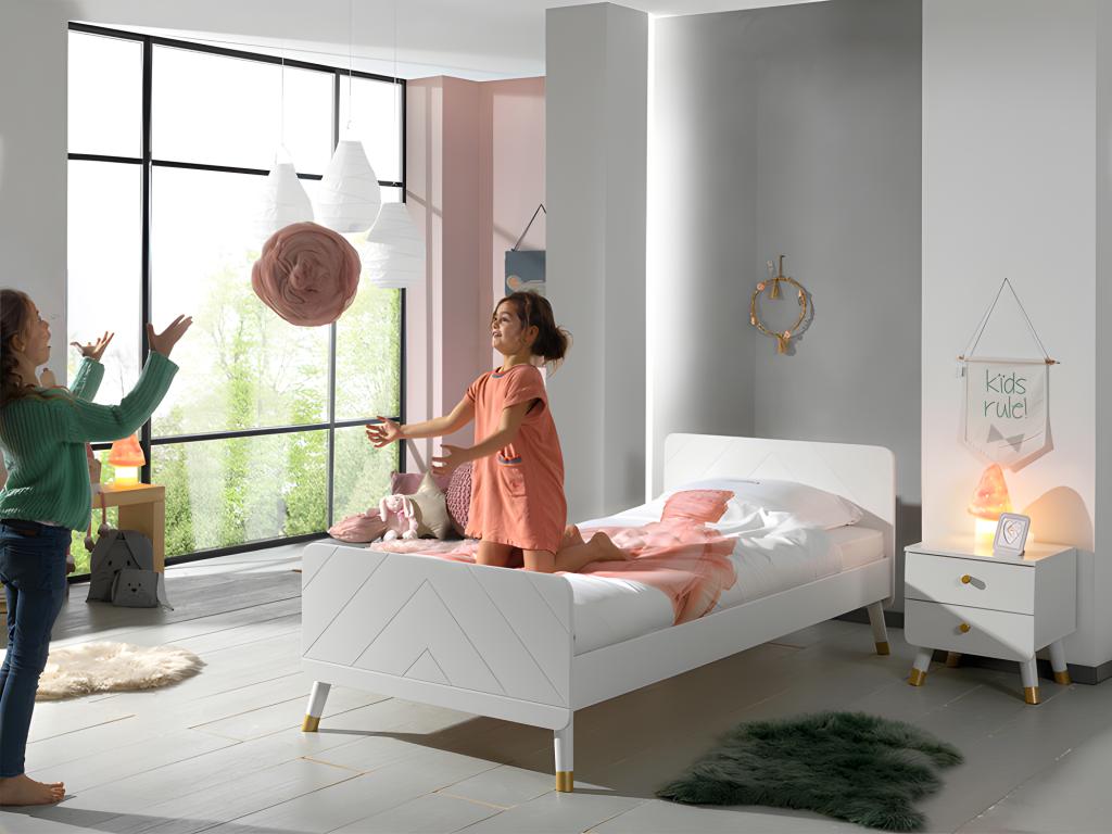 Lumenao Children's Bed/Nightstand Pack 90x200cm White DQPQ75517