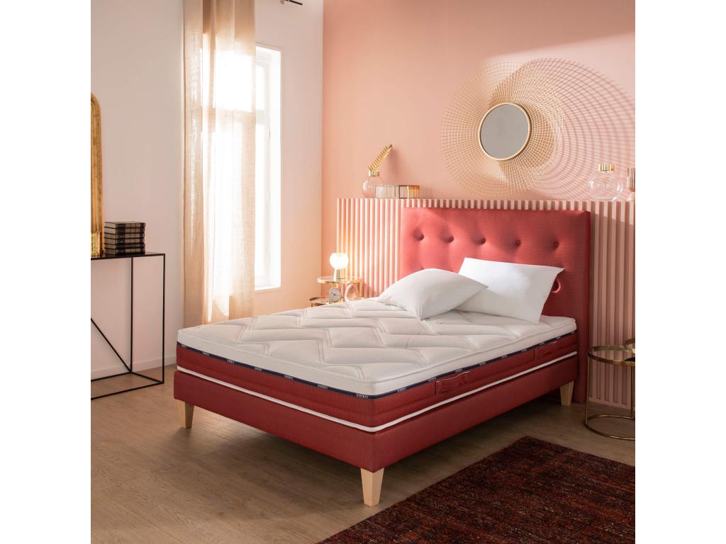 Upholstered bed base in red Twilight - Lumenao 100x210 JEKK09015