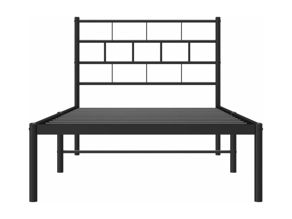 Metal bed frame without mattress with black headboard 90x190 cm ZINV16456