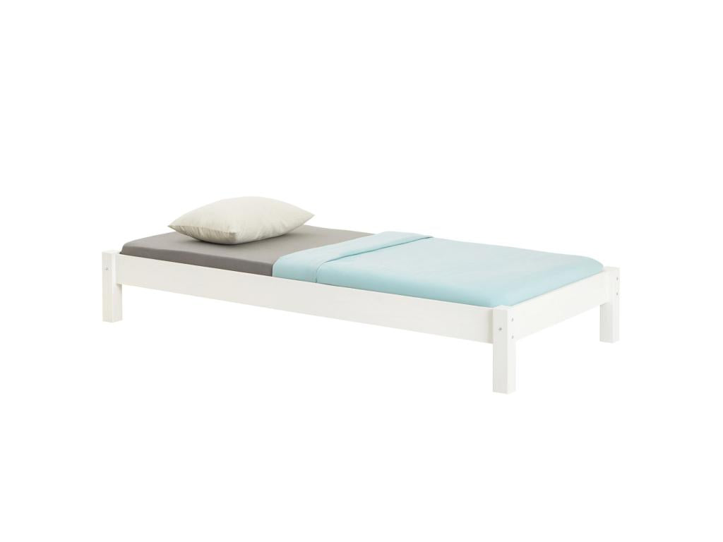 Lumenao bed single bed for adults and children 90x190 cm in white lacquered solid pine JTJV03430