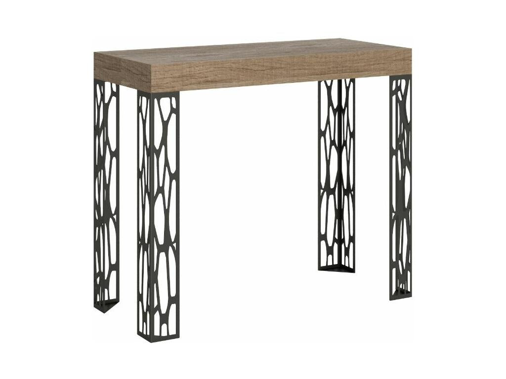 Lumenao extendable console table in wood and anthracite steel - Natural color - Base and support on Lumenao - 5 extensions BDRW93861