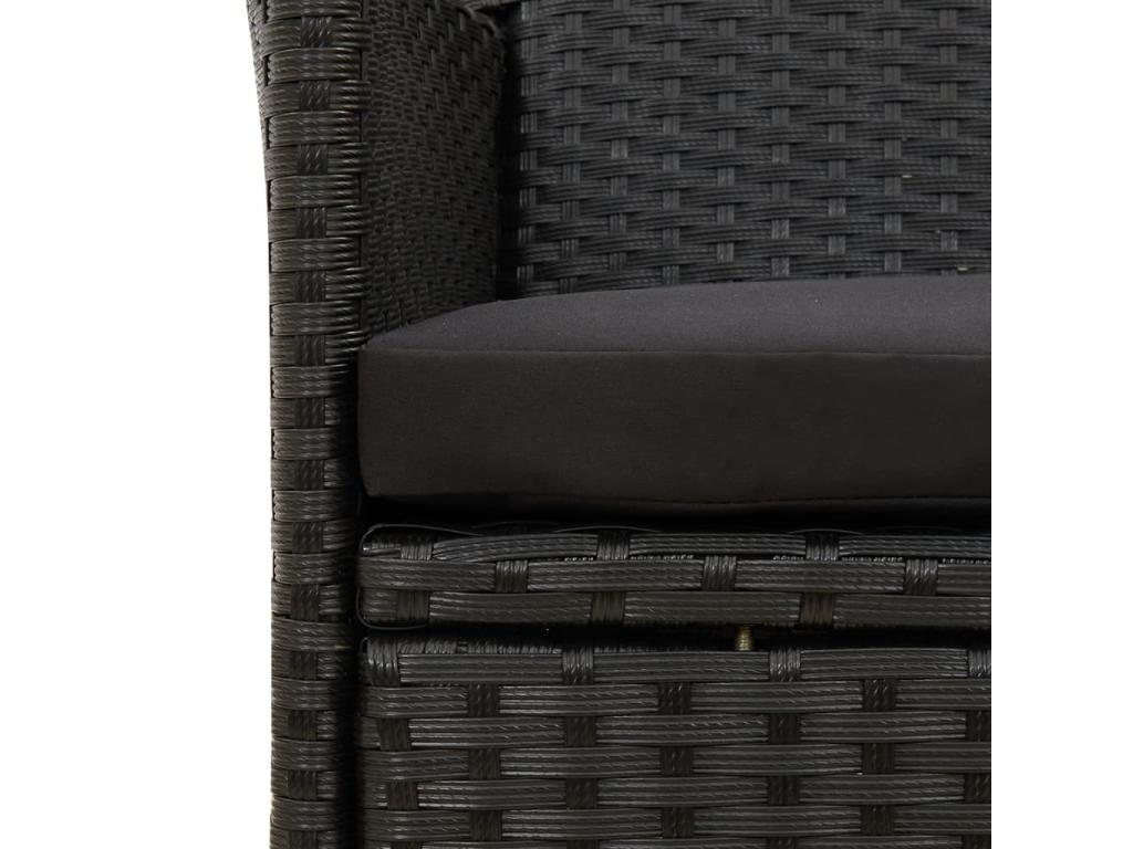 9-piece outdoor lounge set with cushions, black woven resin, SEIL66270