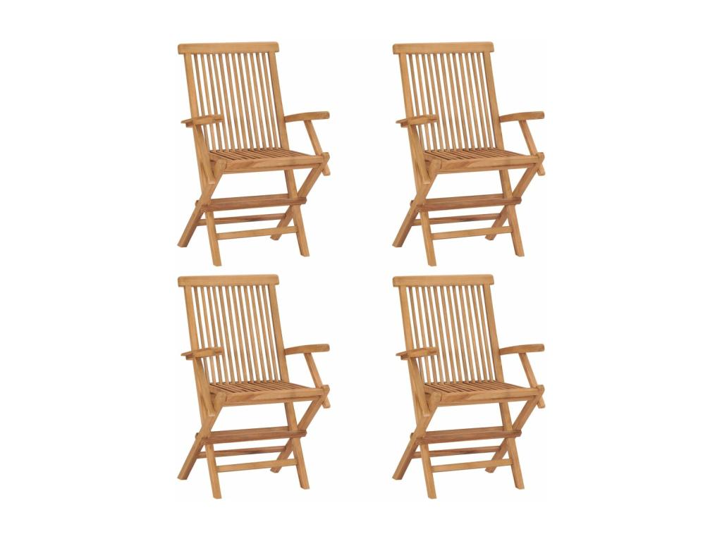 Garden chairs with red cushions, 4 pieces, solid teak wood SDDI82128