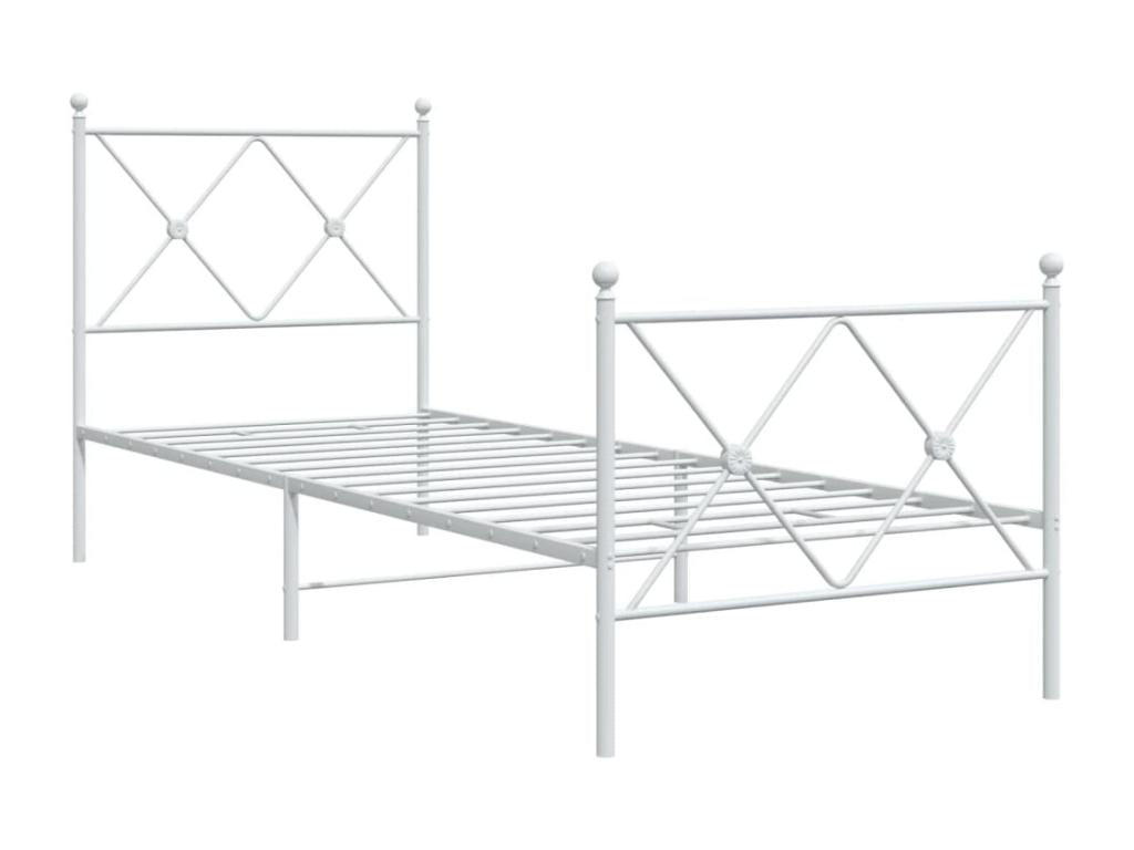 Metal bed frame without mattress with white footboard 75x190cm TETE10509