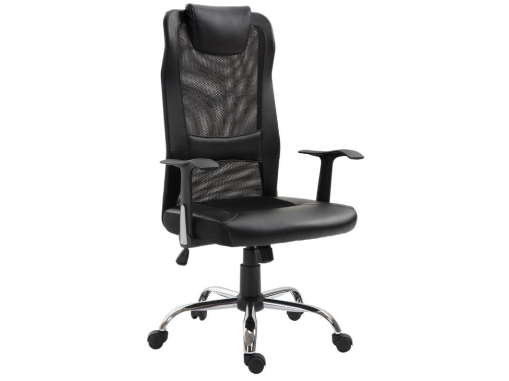 Lumenao ergonomic office chair in black faux leather BDLE64968