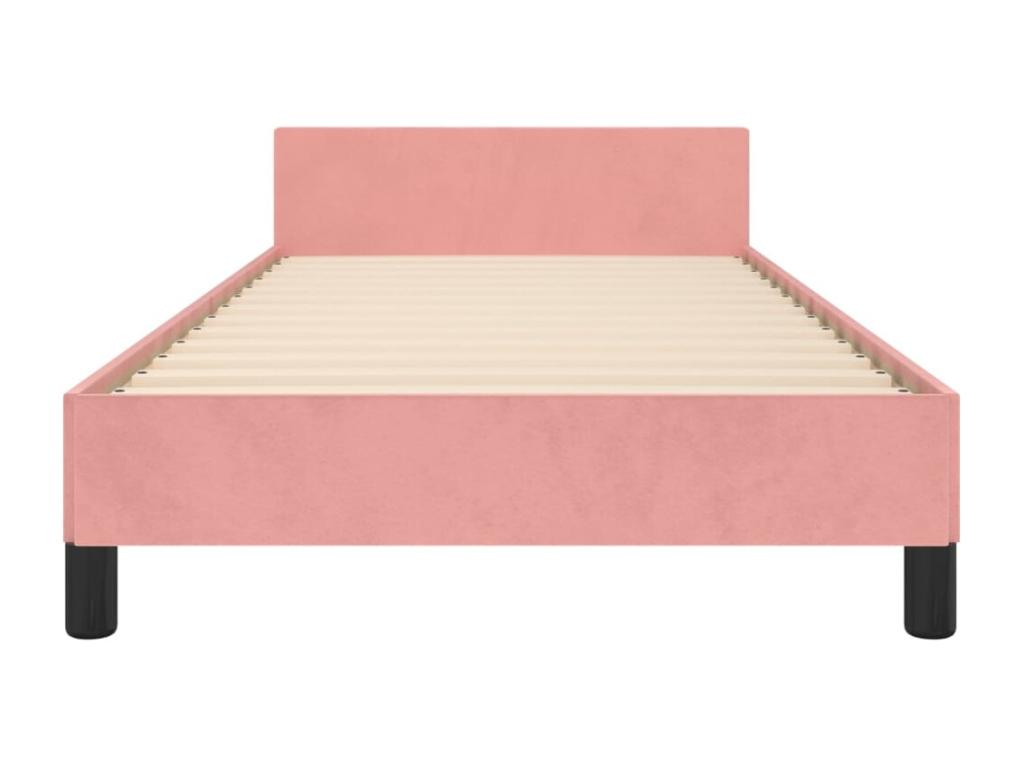 Bed frame with headboard, pink, 80x200 cm, velvet, IURC98126