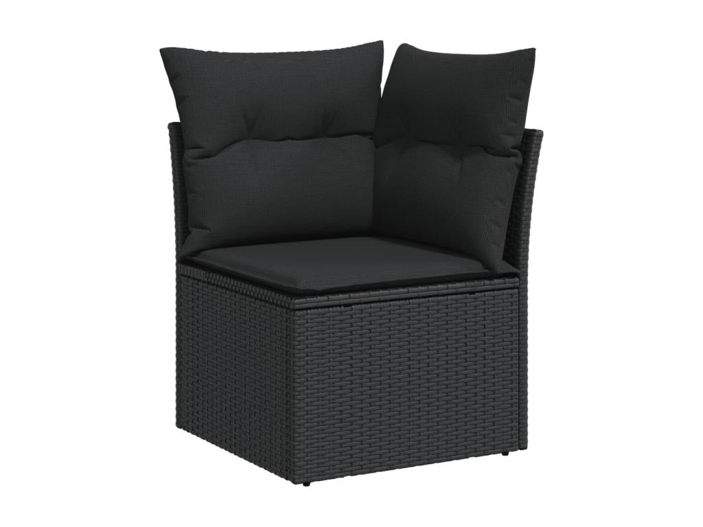 12-piece garden furniture set with cushions, black woven resin FYBY50336