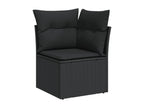 12-piece garden furniture set with cushions, black woven resin FYBY50336