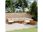 12-piece garden furniture set with cream cushions, solid Lumenao wood KIOI59059