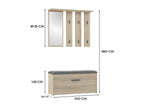 PARMI - Entryway Wardrobe - Entryway Furniture with Bench and Mirror - Wall-Mounted Coat Rack BXEB27005