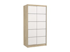 Small natural wood bedroom wardrobe with 2 sliding doors, white, Lumenao, 100cm, NIGJ55425