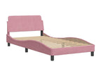Bed frame with headboard, pink, 100x200 cm, velvet, GDIB38375
